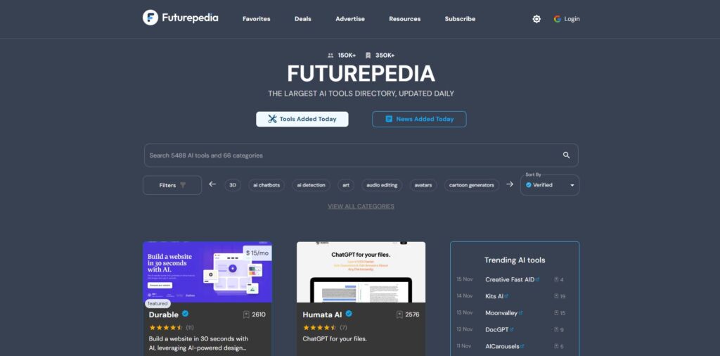 Futurepedia - Top AI Tool Directories